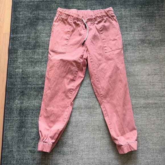 Varley Miles Pants Womens Medium Pink Jogger Sweatpants Slim Taper Cotton Twill - Picture 1 of 7